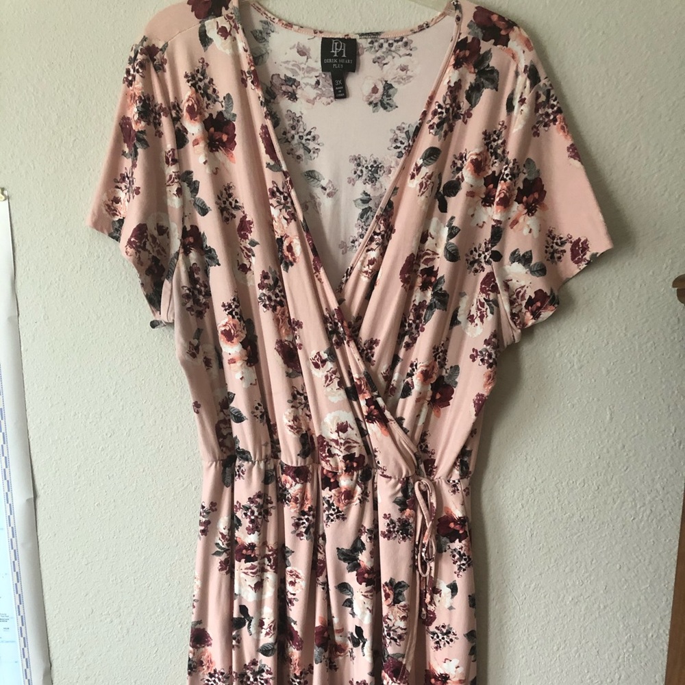Pink/floral Faux Wrap Dress